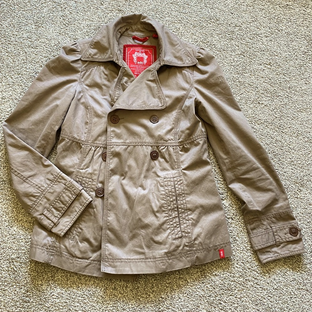 Esprit EDC Double-Breasted Taupe Jacket 100% Cotton Gilmore Girls Style (S)